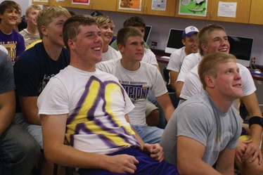 Tyler’s teammates gathered at the school for the videoconference, which seemed to give them just as much joy as it did Tyler.