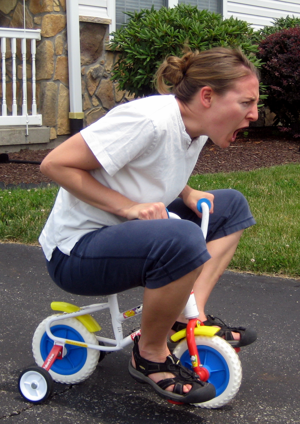 Jill Camirand riding a bike.