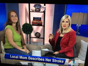 Jessica shared her story on a local news show in Jacksonville to spread the word about stroke.