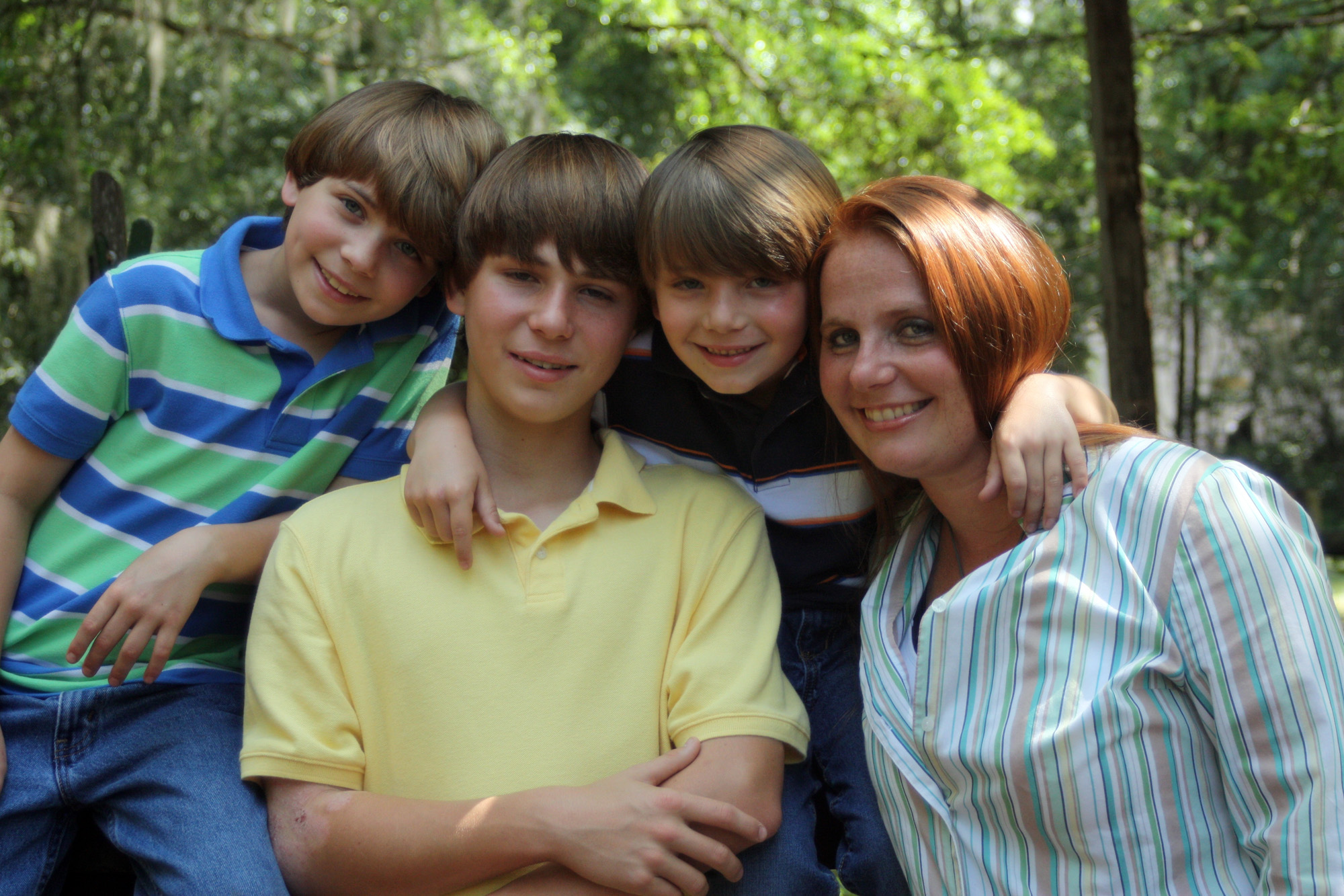 Jessica Cook and her sons (from left) Jonah, Josh and Jacob.