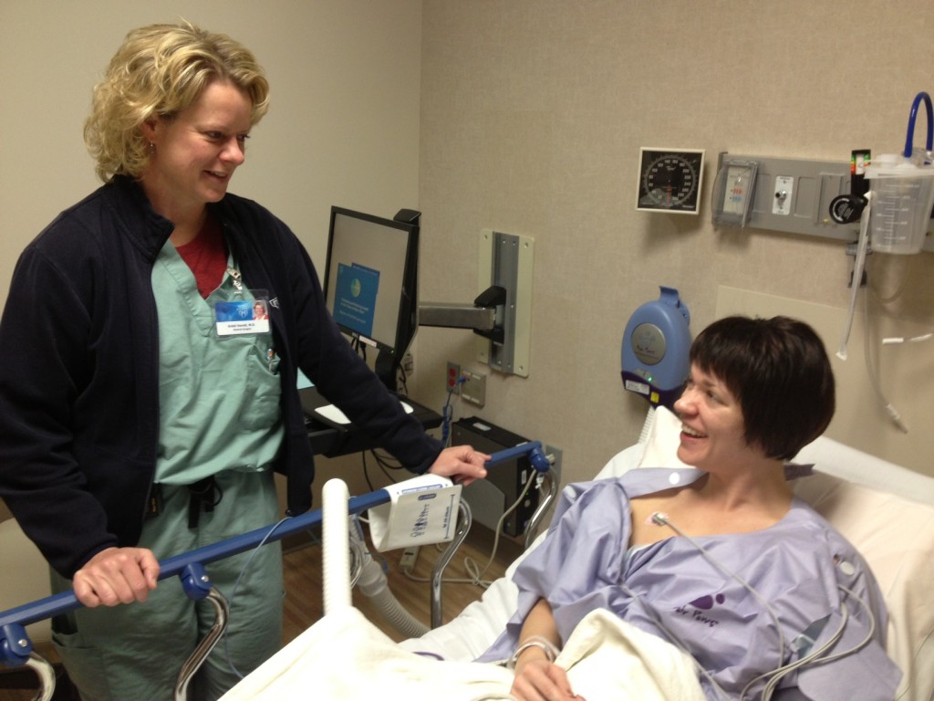 Dr. Kristi Harold speaks with patient, Shawnee Williams, before her LINX surgery at Mayo Clinic in Arizona.