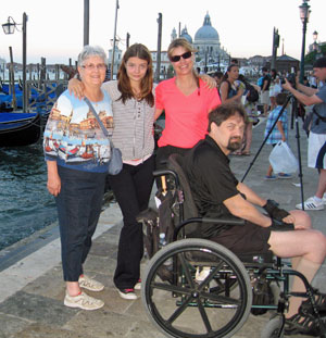 Amy and her family traveling in Venice, Italy.
