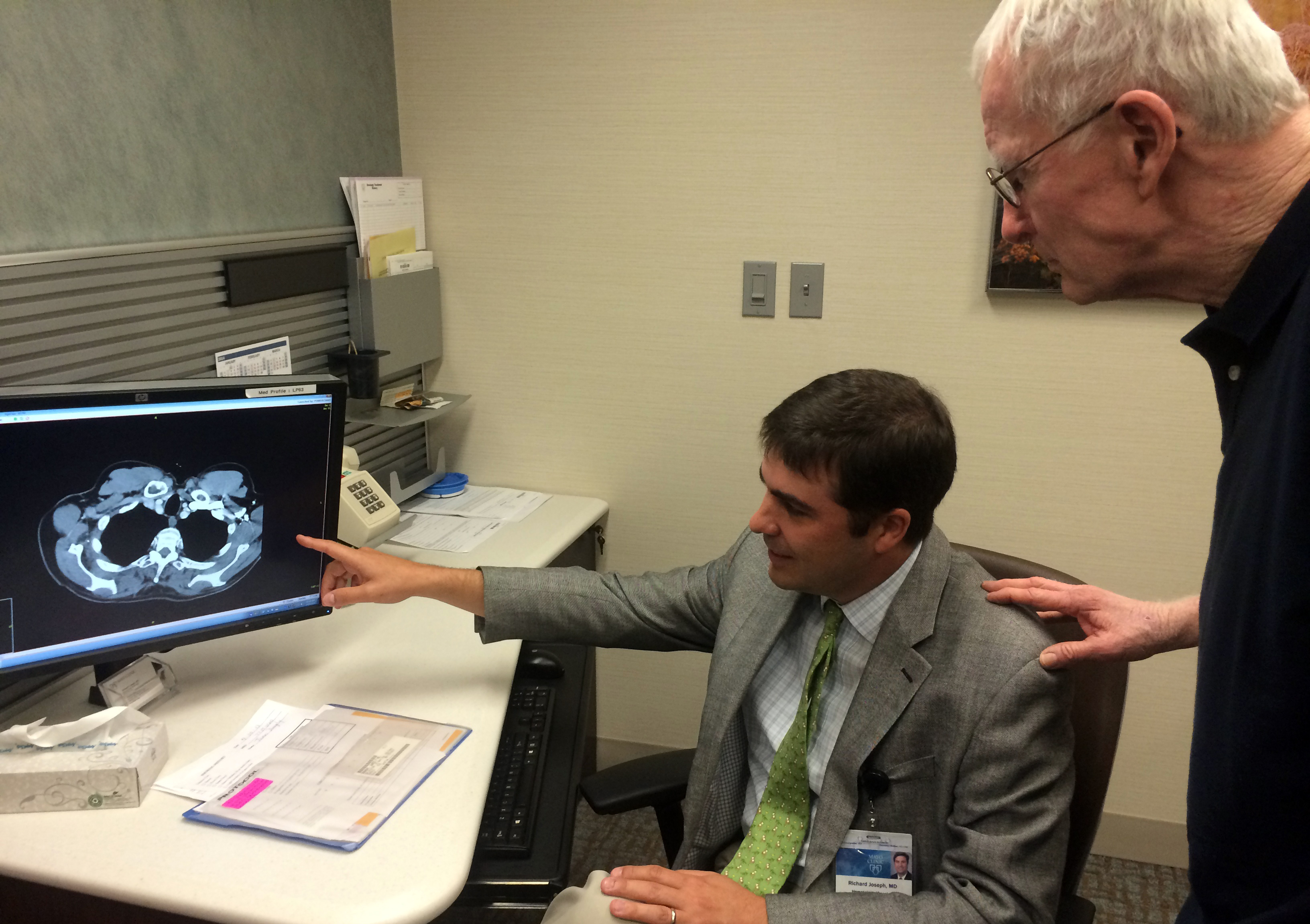 Mayo Clinic in Florida oncologist Richard Joseph, M.D. with Mayo Clinic patient James Donaghy.