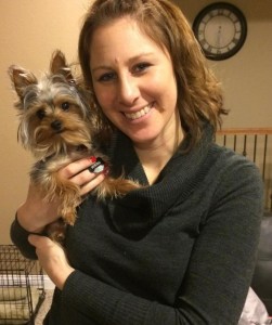 Carly Edgar poses with her dog, Merc, after her time at Mayo Clinic. 