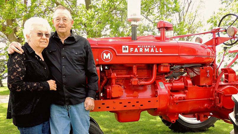 Gene Franke is back on his feet after farm accident. 